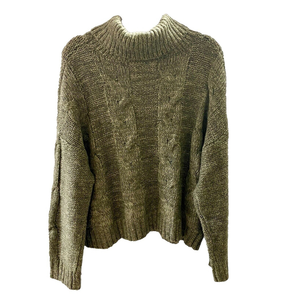 JOA Oversized Crop Chunky Turtleneck Sweater Grey Womens Size Medium - Picture 4 of 13